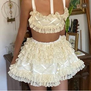 Ventour Fashion Ruffle Coquette Frilly Ribbon Tie Top